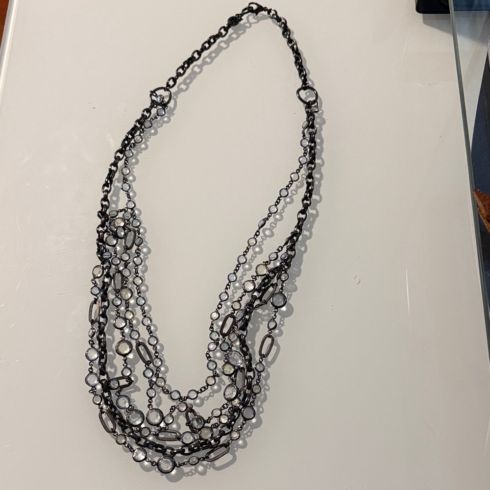 Talbots Black and Silver Layered Necklace